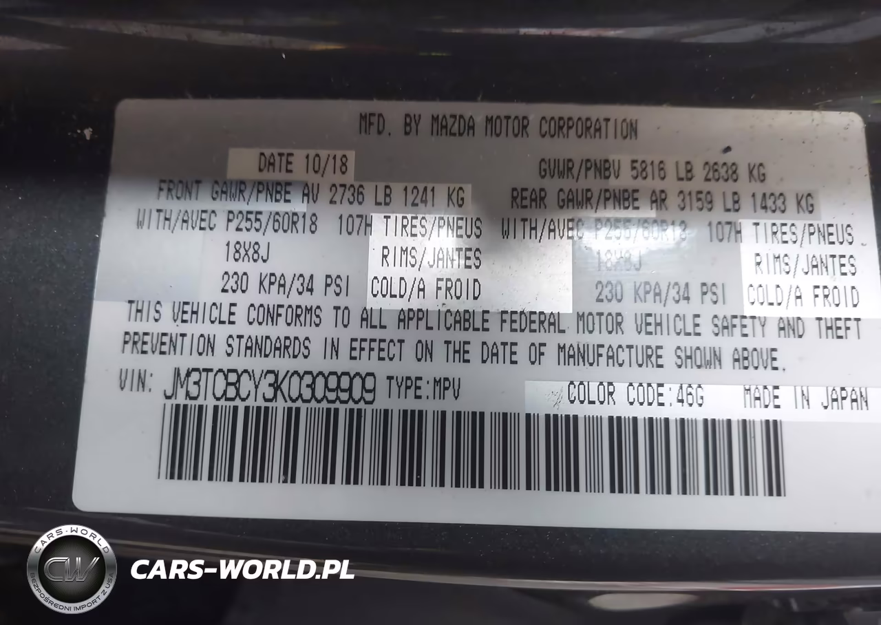 2019 Mazda Cx-9 Touring VIN:JM3TCBCY3K0309909 - 9