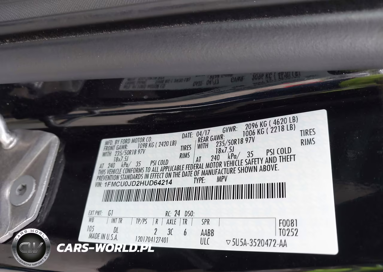 2017 Ford Escape Titanium VIN:1FMCU0JD2HUD64214 - 9