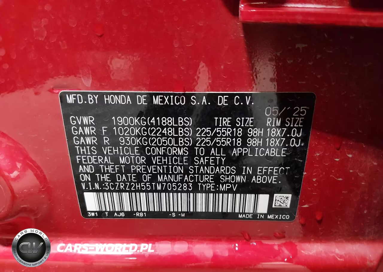 2026 Honda Hr-V Awd Sport VIN:3CZRZ2H55TM705283 - 9