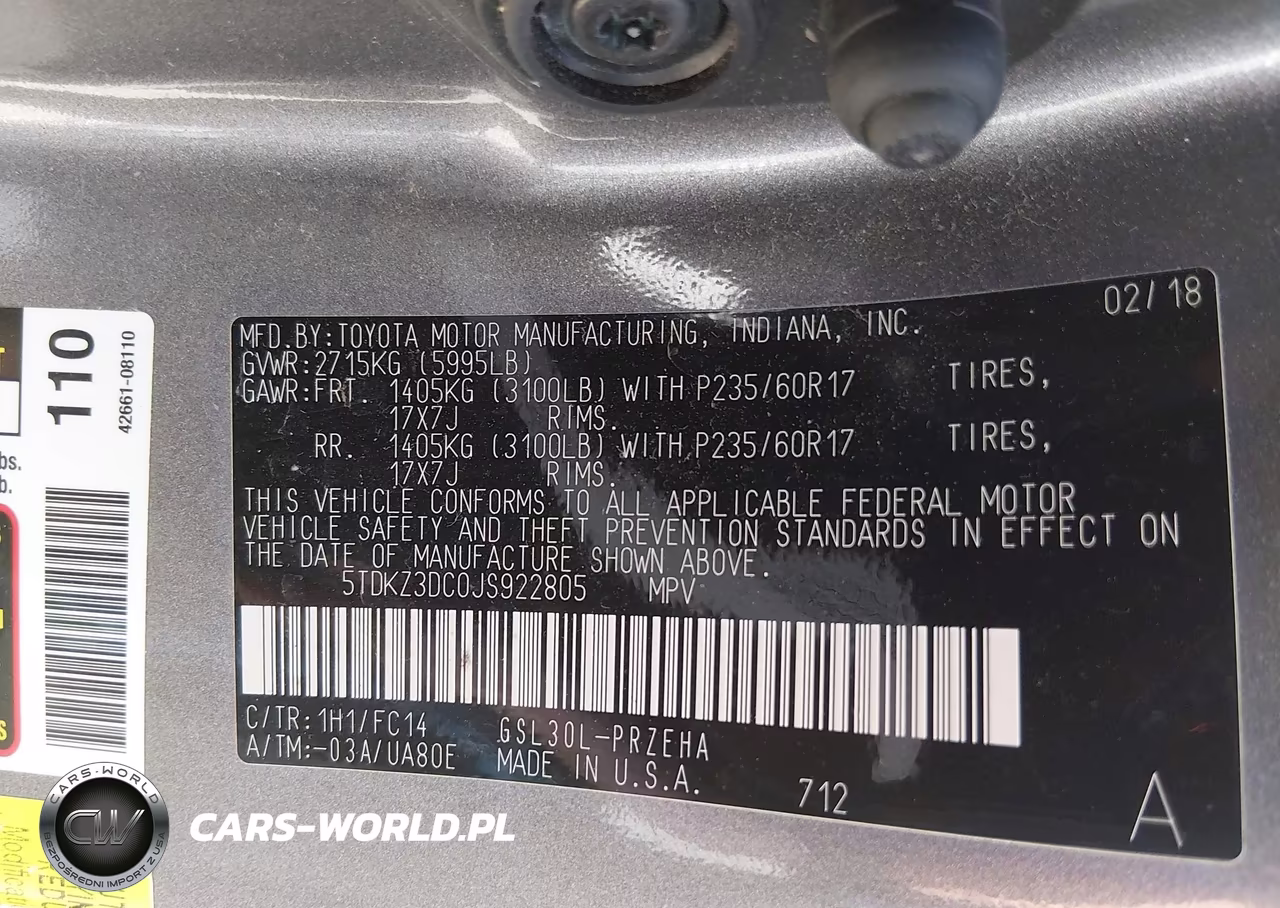 2018 Toyota Sienna Le 8 Passenger VIN:5TDKZ3DC0JS922805 - 9