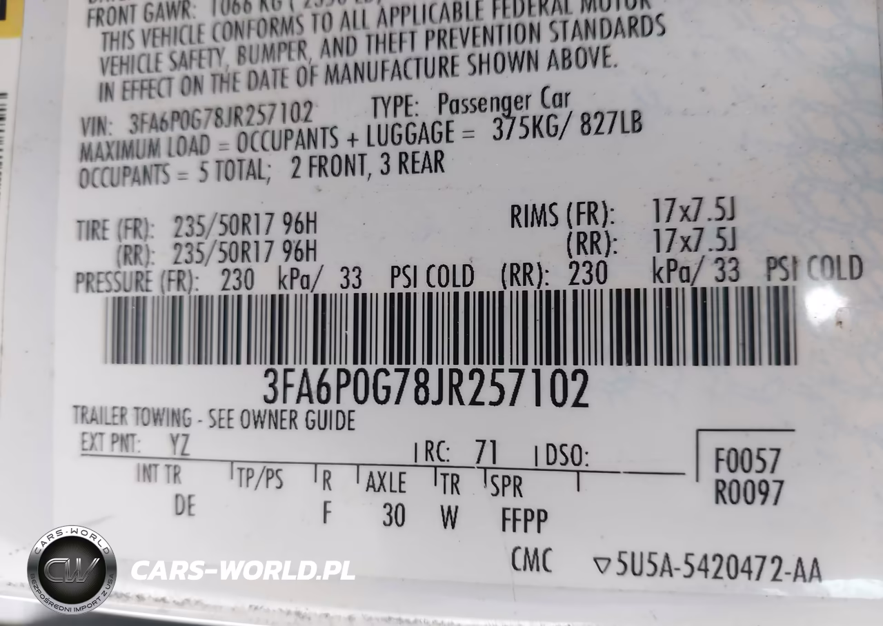 2018 Ford Fusion S VIN:3FA6P0G78JR257102 - 9