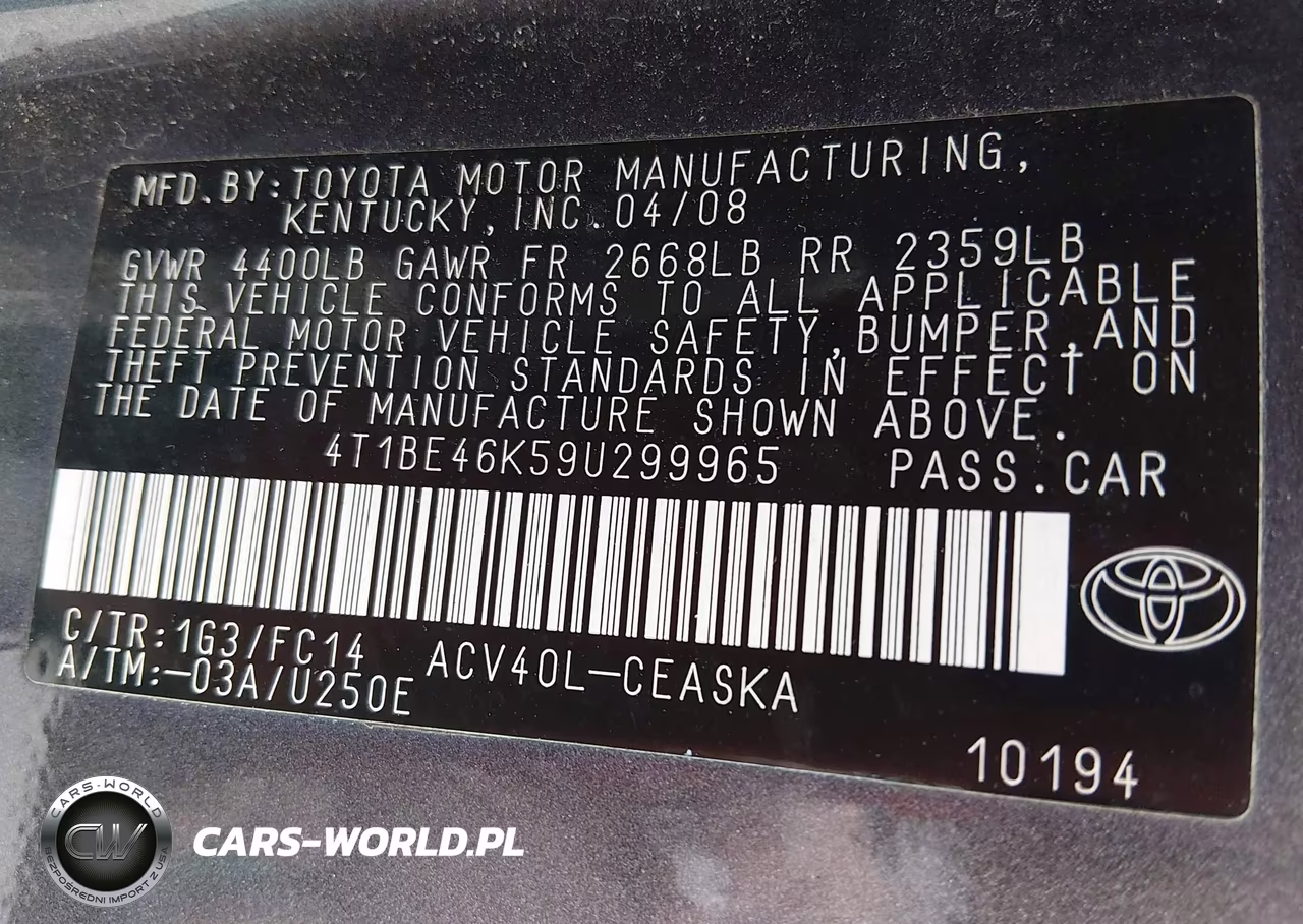 2009 Toyota Camry Se VIN:4T1BE46K59U299965 - 9