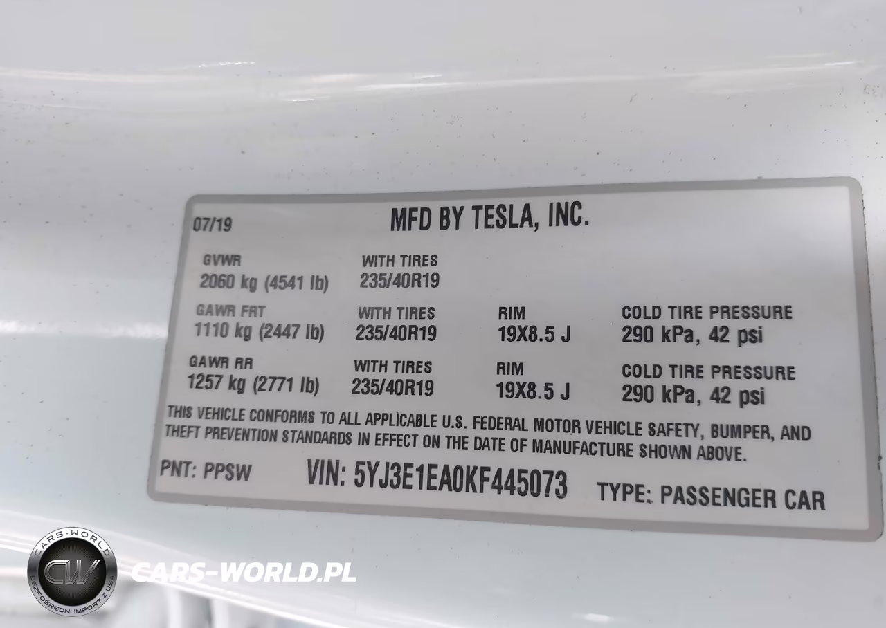 2019 Tesla Model 3 Long Range-Mid Range-Standard Range-Standard Range Plus VIN:5YJ3E1EA0KF445073 - 9
