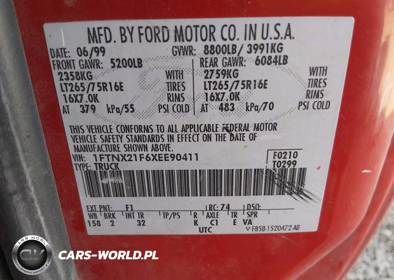 1999 Ford F-250 Lariat-Xl-Xlt VIN:1FTNX21F6XEE90411 - 9