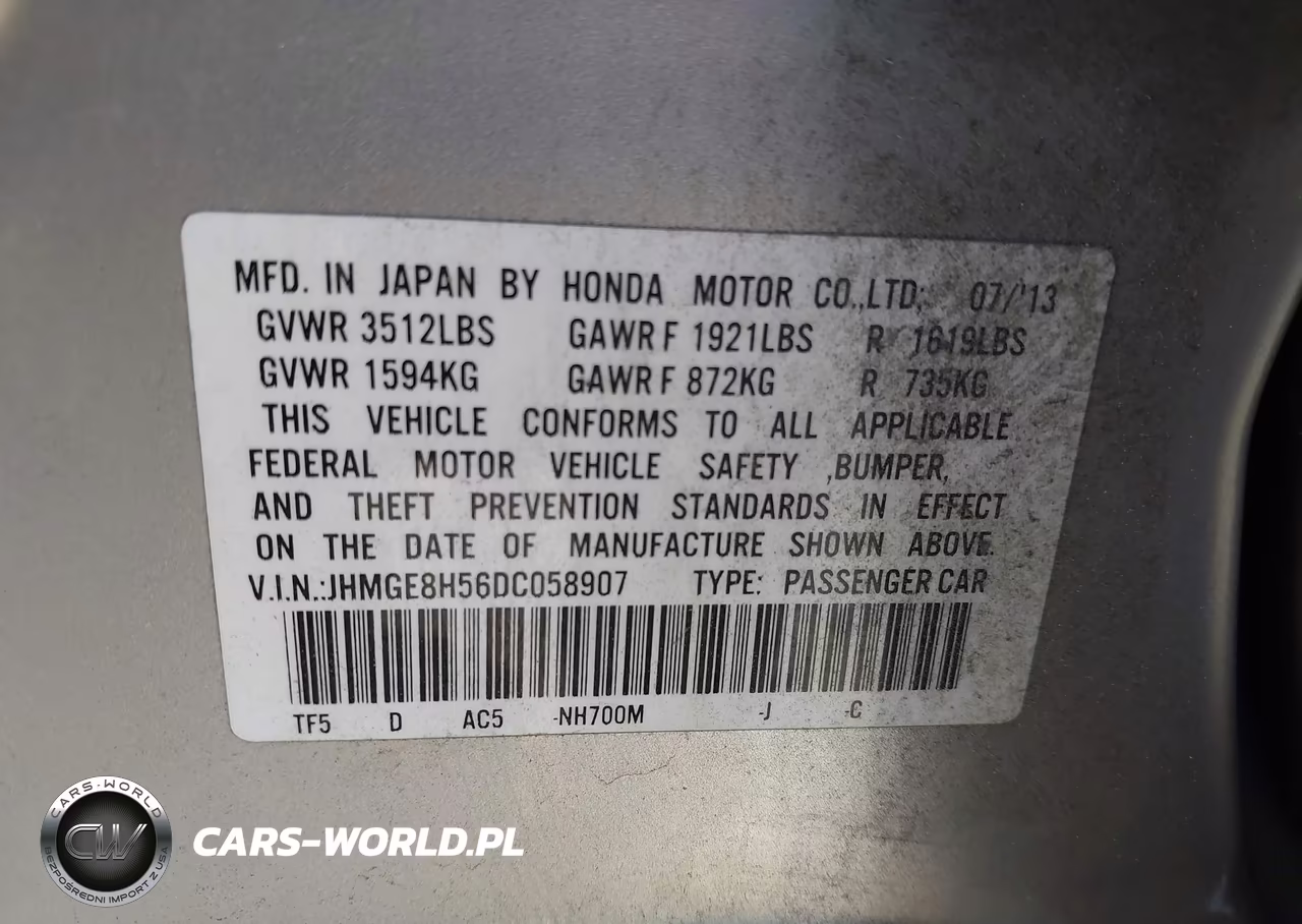 2013 Honda Fit Sport VIN:JHMGE8H56DC058907 - 9
