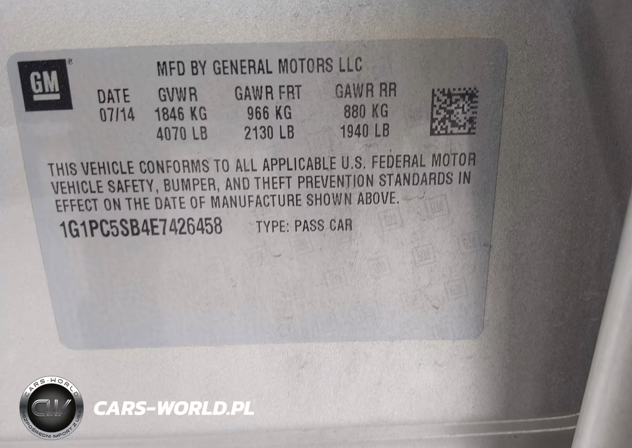 2014 Chevrolet Cruze 1Lt Auto VIN:1G1PC5SB4E7426458 - 9