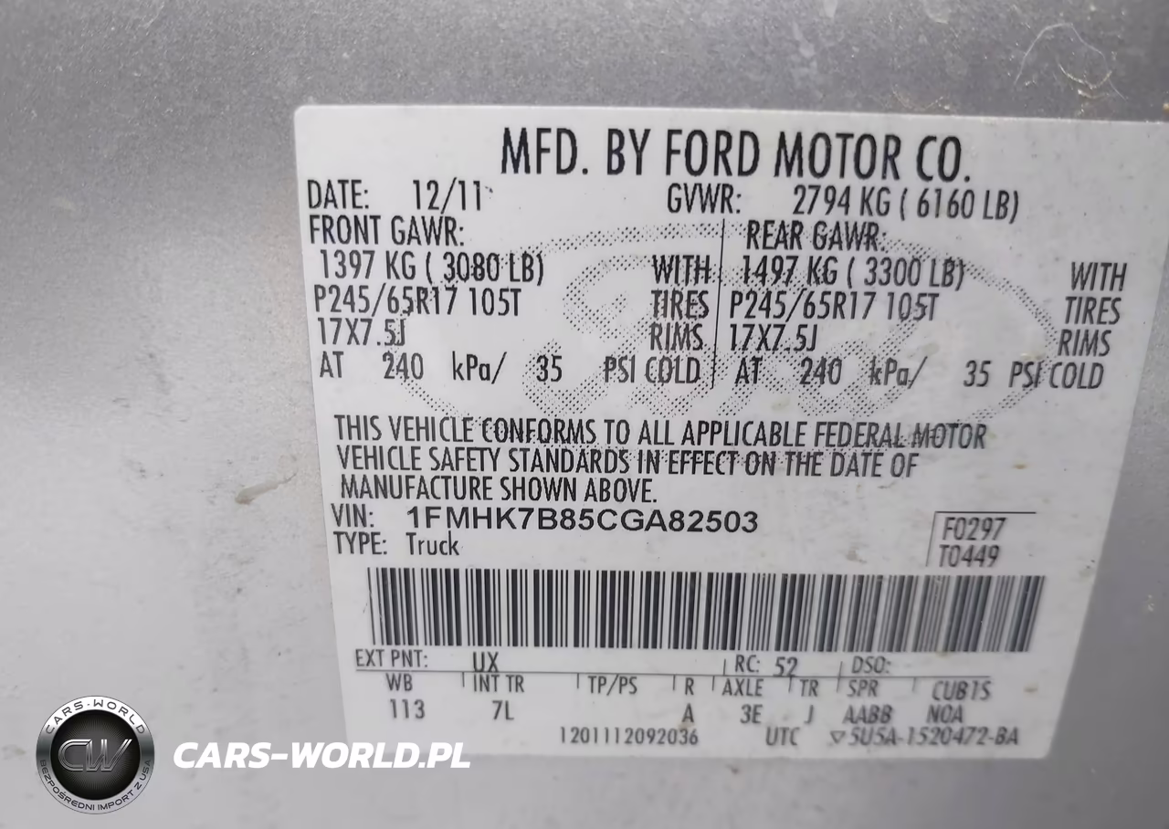 2012 Ford Explorer VIN:1FMHK7B85CGA82503 - 9