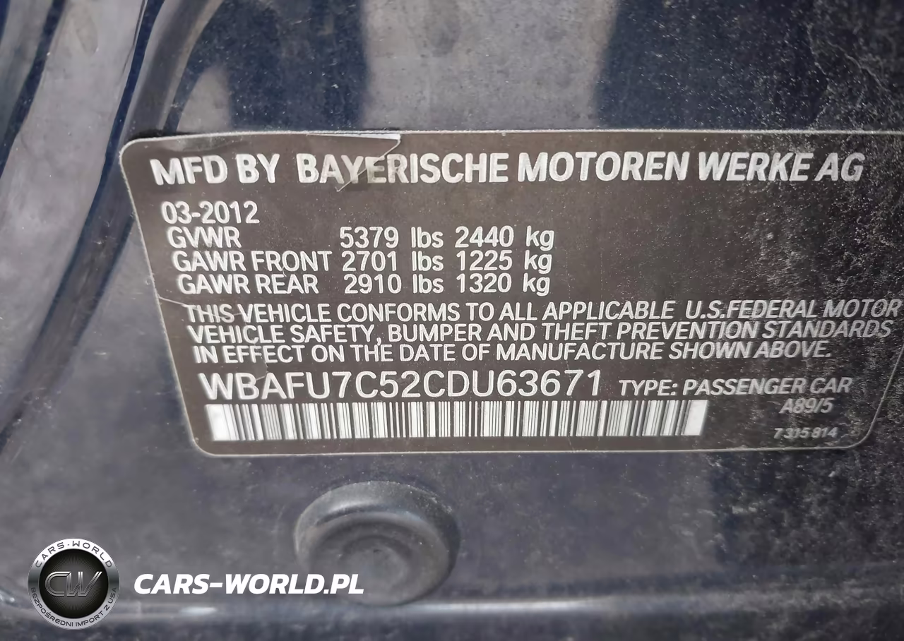 2012 BMW 535I xDrive VIN:WBAFU7C52CDU63671 - 9