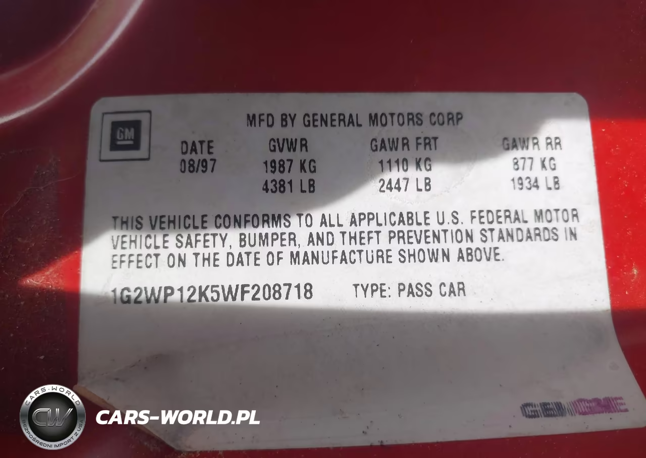 1998 Pontiac Grand Prix Gt VIN:1G2WP12K5WF208718 - 9