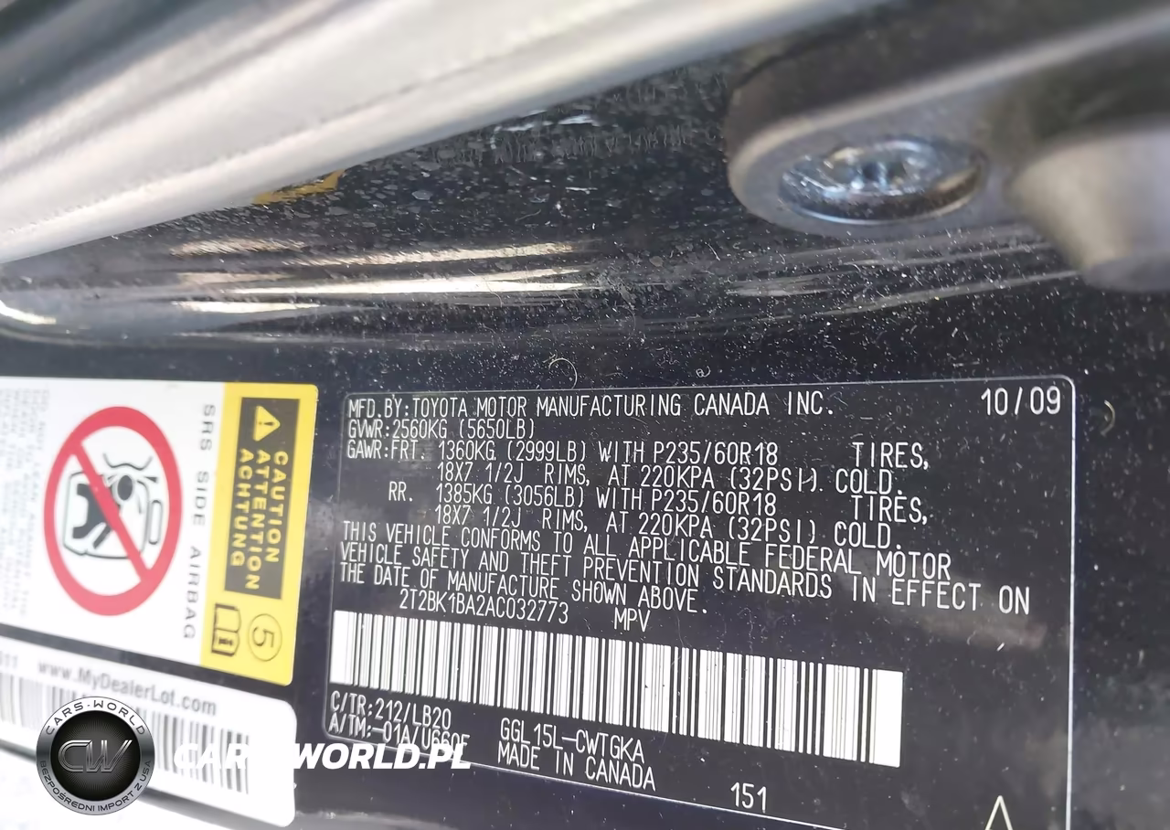 2010 Lexus Rx 350 VIN:2T2BK1BA2AC032773 - 9