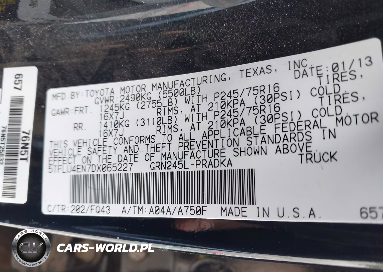 2013 Toyota Tacoma Base V6 VIN:5TFLU4EN7DX065227 - 9