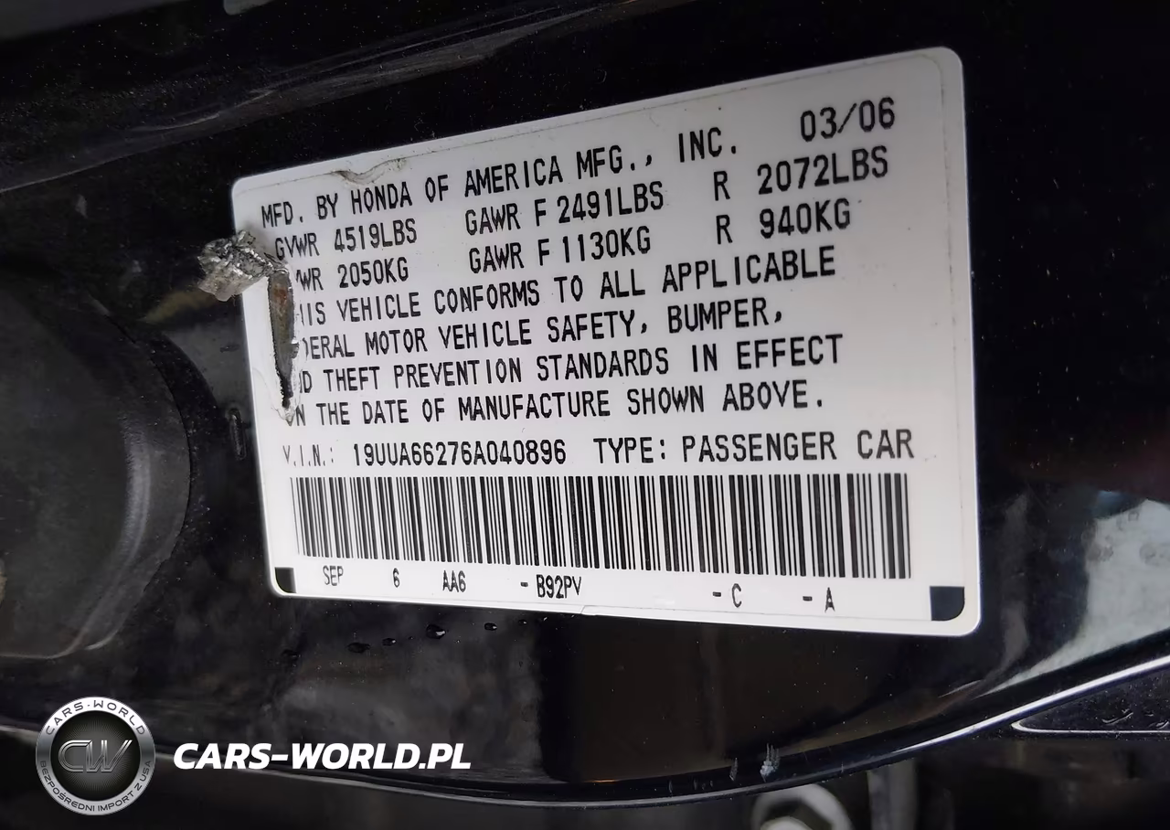 2006 Acura Tl VIN:19UUA66276A040896 - 9