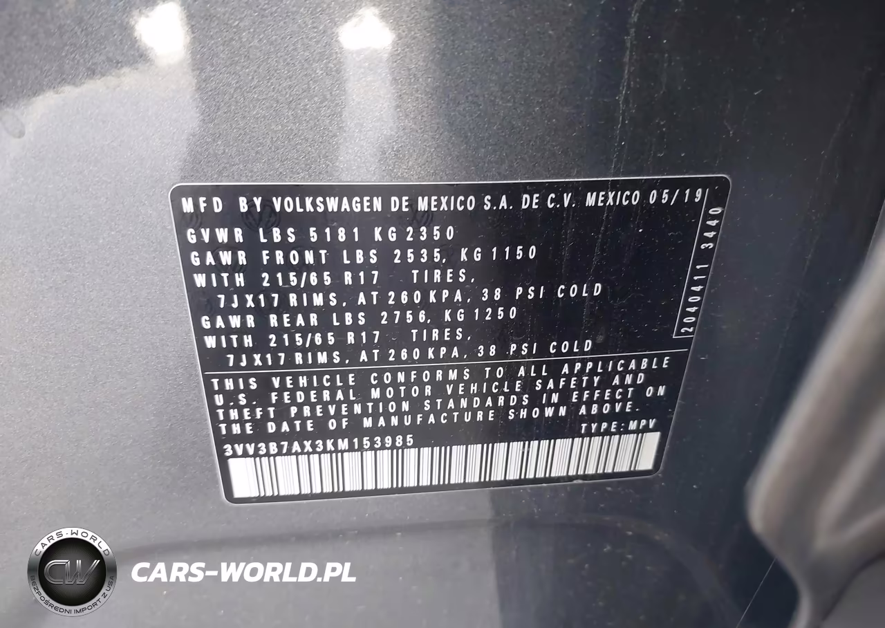 2019 Volkswagen Tiguan 2.0T Se-2.0T Sel-2.0T Sel R-Line-2.0T Sel R-Line Black VIN:3VV3B7AX3KM153985 - 9