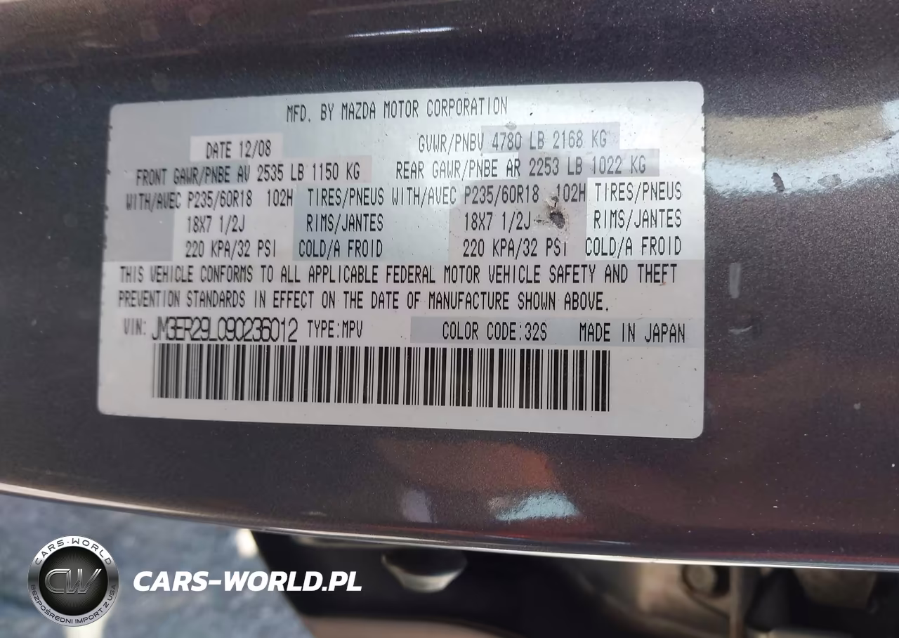 2009 Mazda Cx-7 Sport VIN:JM3ER29L090236012 - 9