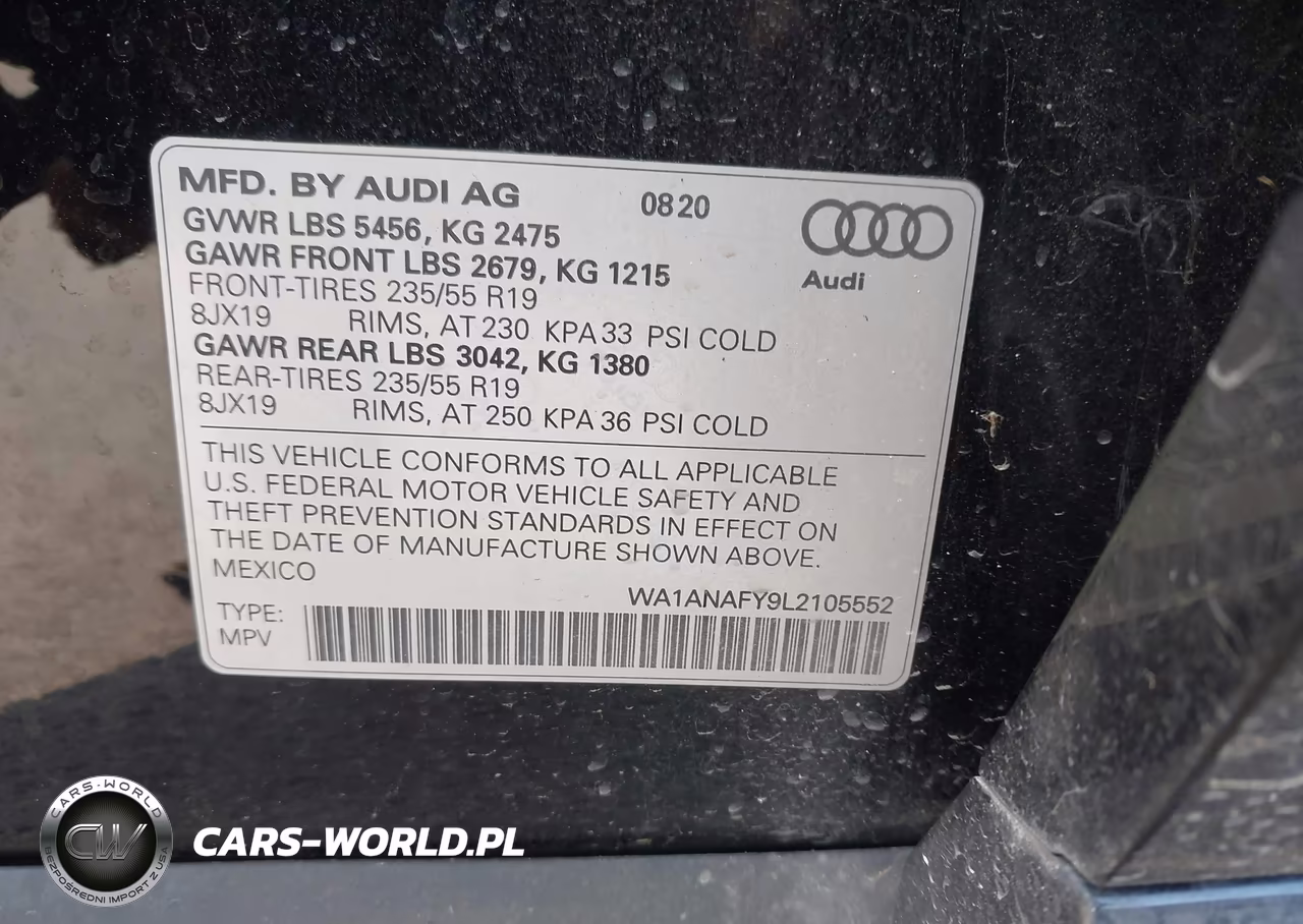 2020 Audi Q5 Premium 45 Tfsi Quattro S Tronic VIN:WA1ANAFY9L2105552 - 9