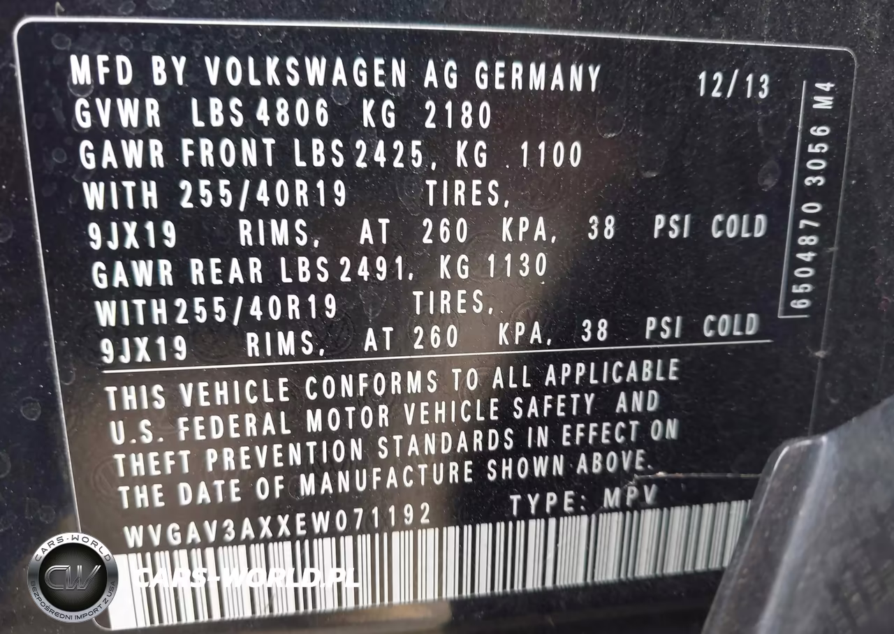 2014 Volkswagen Tiguan R-Line VIN:WVGAV3AXXEW071192 - 9