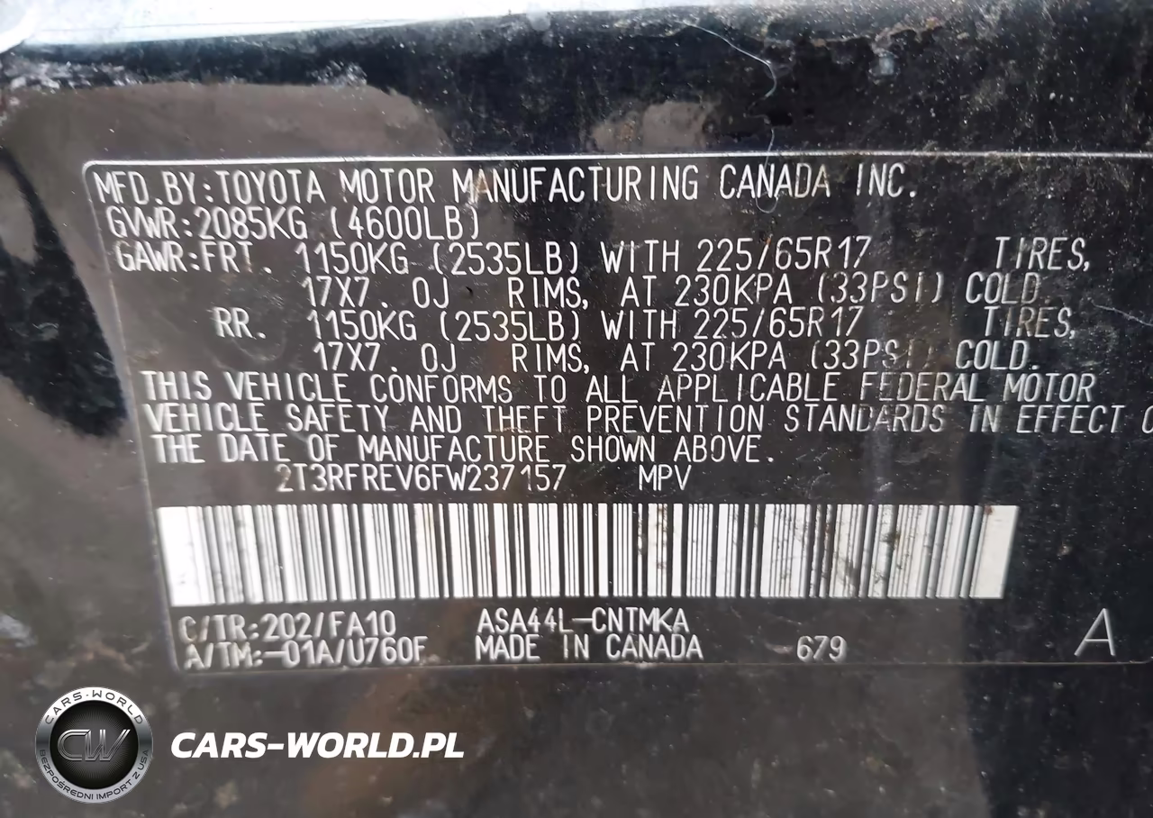 2015 Toyota Rav4 Xle VIN:2T3RFREV6FW237157 - 9