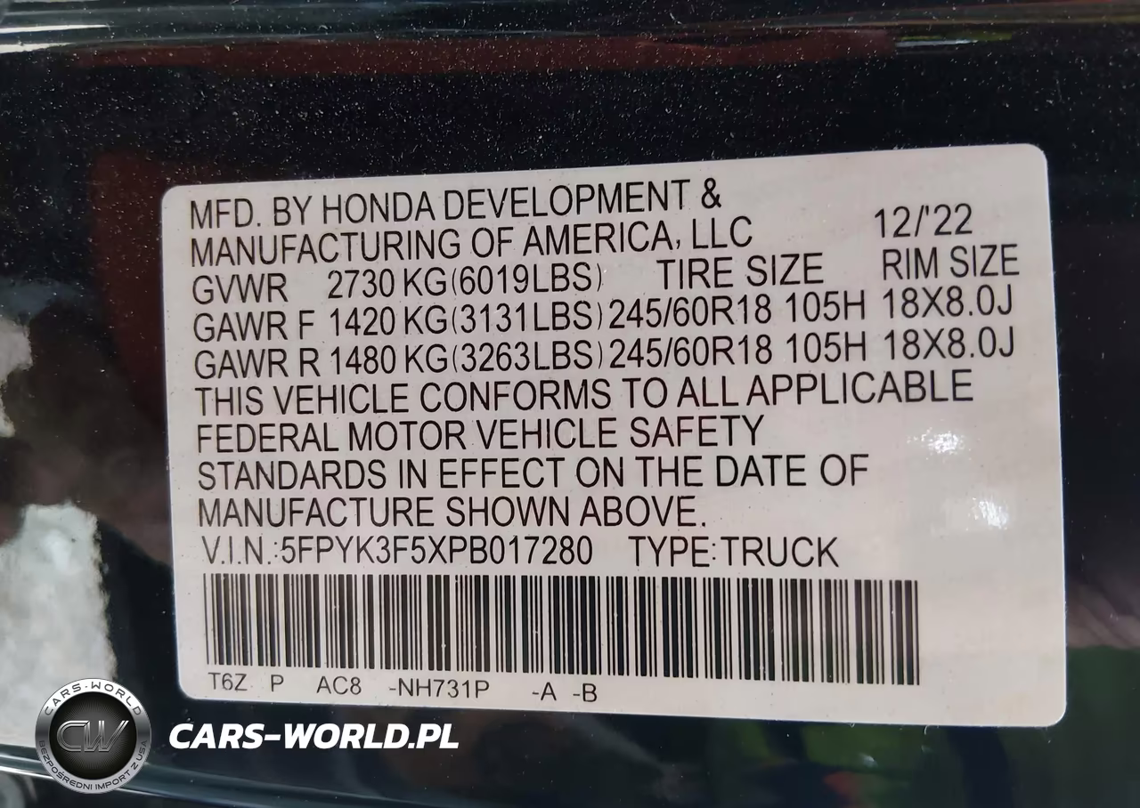 2023 Honda Ridgeline Rtl VIN:5FPYK3F5XPB017280 - 9