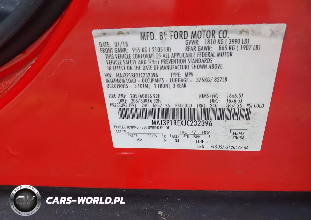 2018 Ford Ecosport S VIN:MAJ3P1REXJC232396 - 9