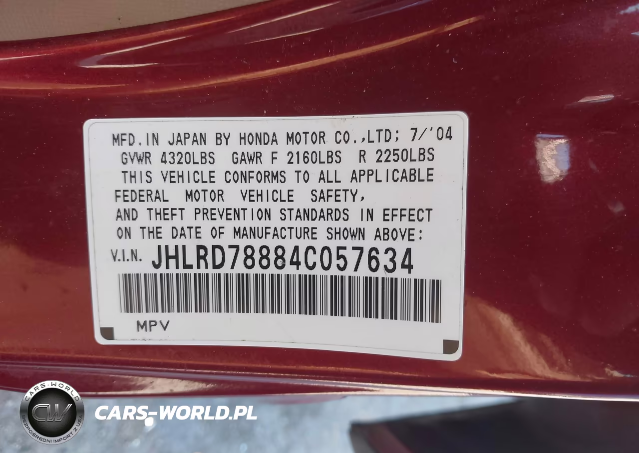 2004 Honda Cr-V Ex VIN:JHLRD78884C057634 - 9