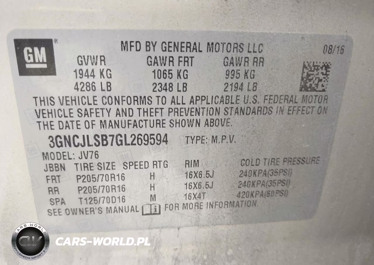 2016 Chevrolet Trax Lt VIN:3GNCJLSB7GL269594 - 9
