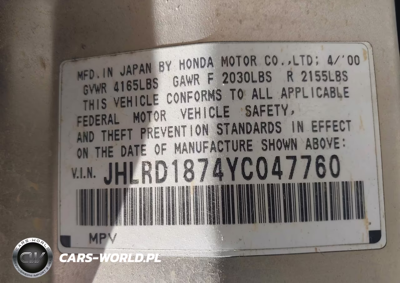 2000 Honda Cr-V Special Edition VIN:JHLRD1874YC047760 - 9