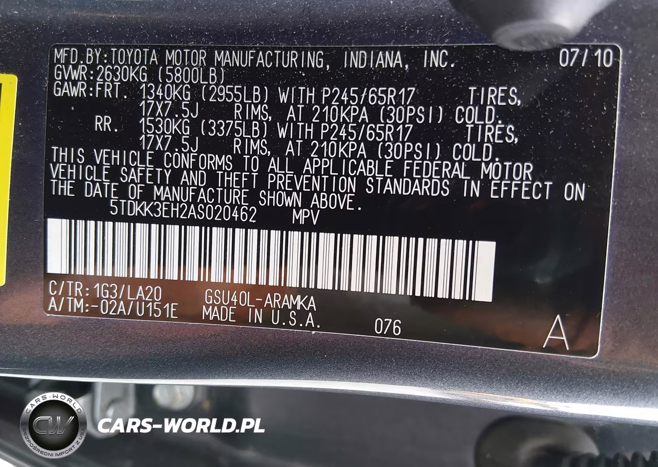 2010 Toyota Highlander Se V6 VIN:5TDKK3EH2AS020462 - 9