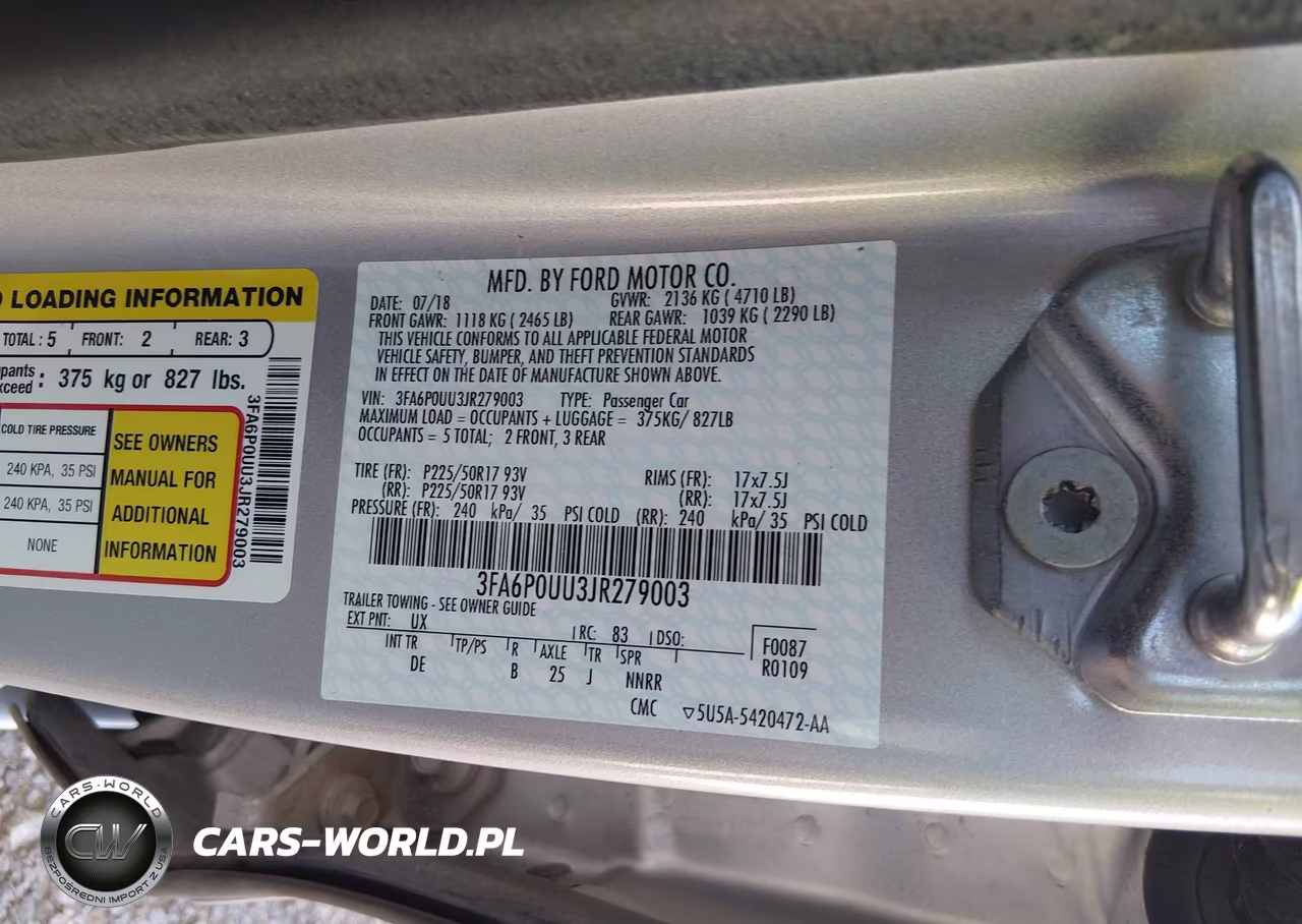 2018 Ford Fusion Hybrid S VIN:3FA6P0UU3JR279003 - 9
