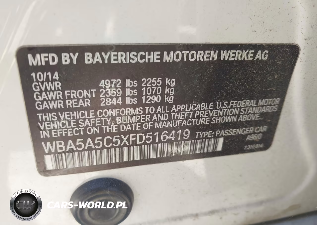 2015 BMW 528 I VIN:WBA5A5C5XFD516419 - 9