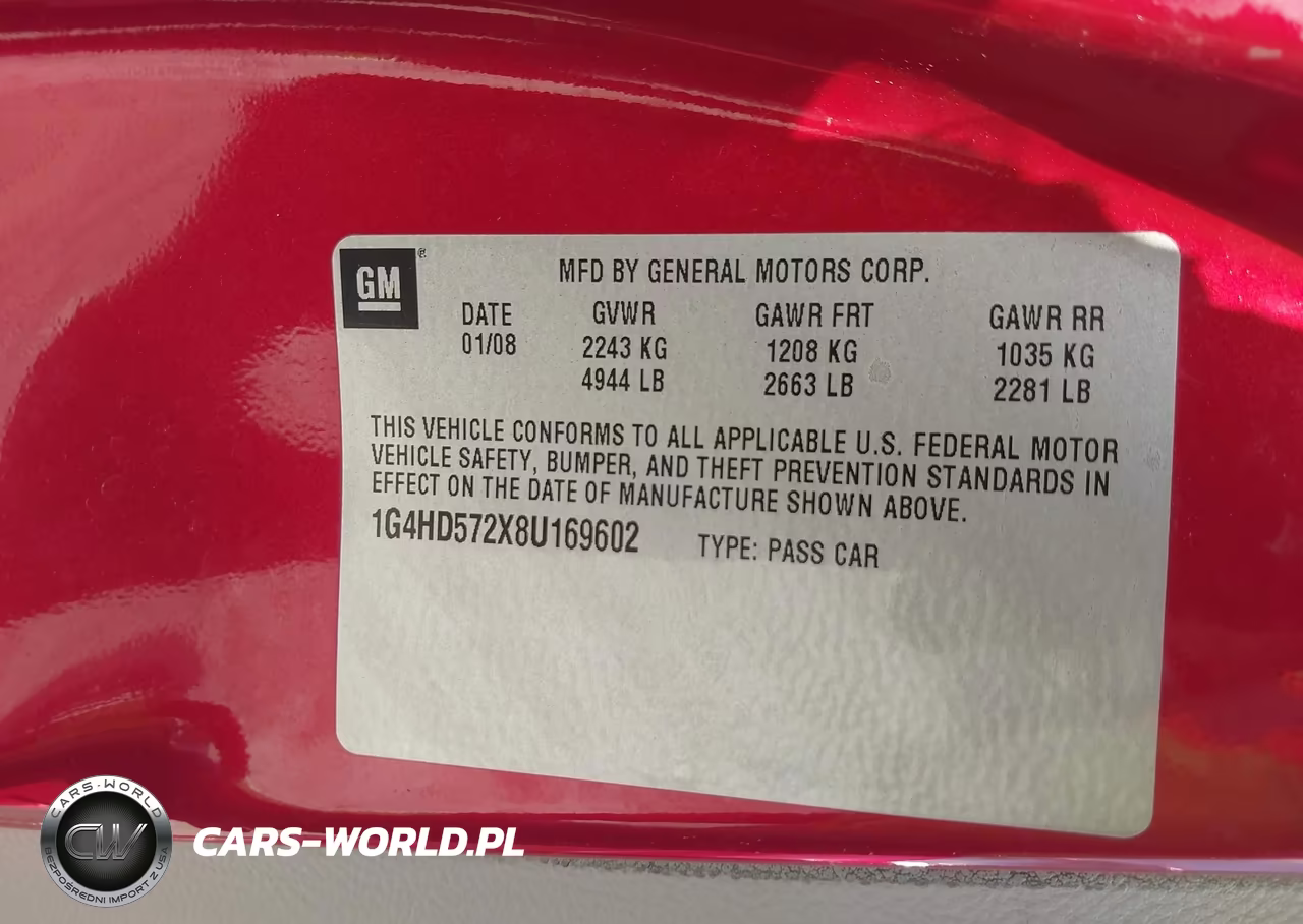 2008 Buick Lucerne Cxl VIN:1G4HD572X8U169602 - 9