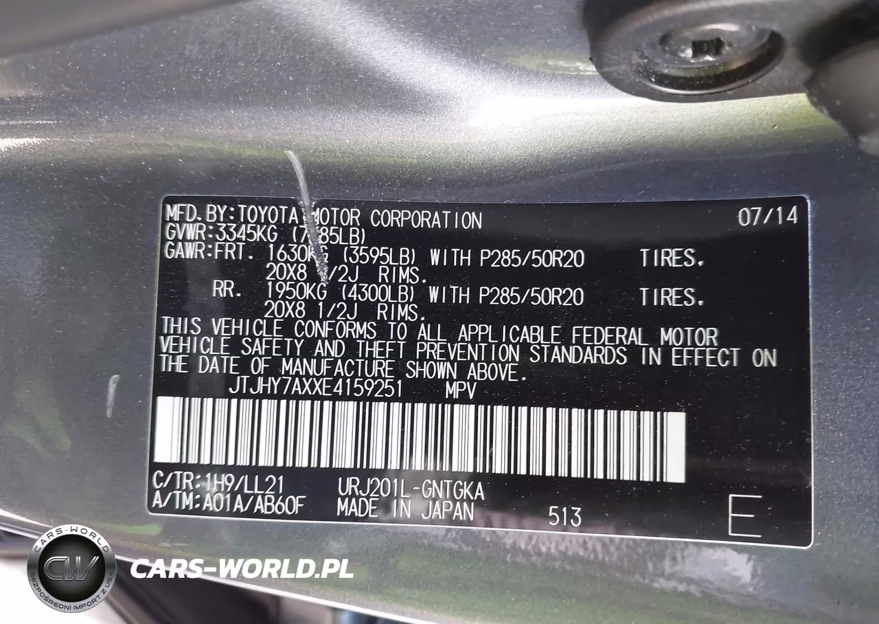 2014 Lexus Lx 570 VIN:JTJHY7AXXE4159251 - 9