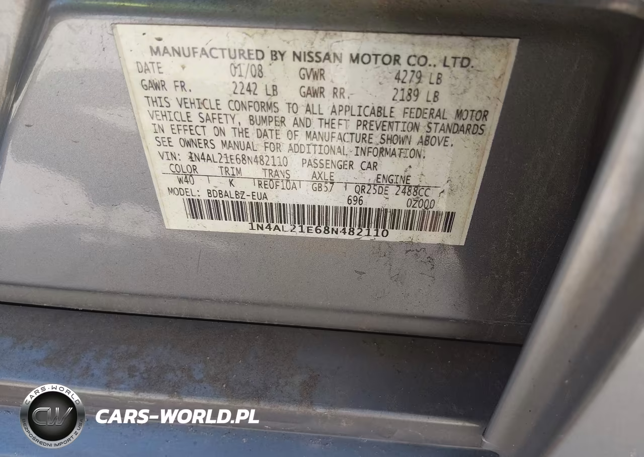 2008 Nissan Altima 2.5 S VIN:1N4AL21E68N482110 - 9