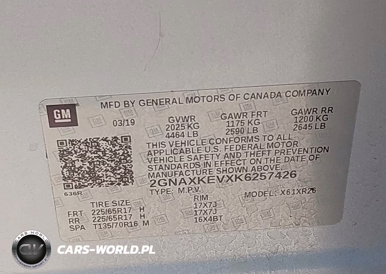 2019 Chevrolet Equinox Lt VIN:2GNAXKEVXK6257426 - 9