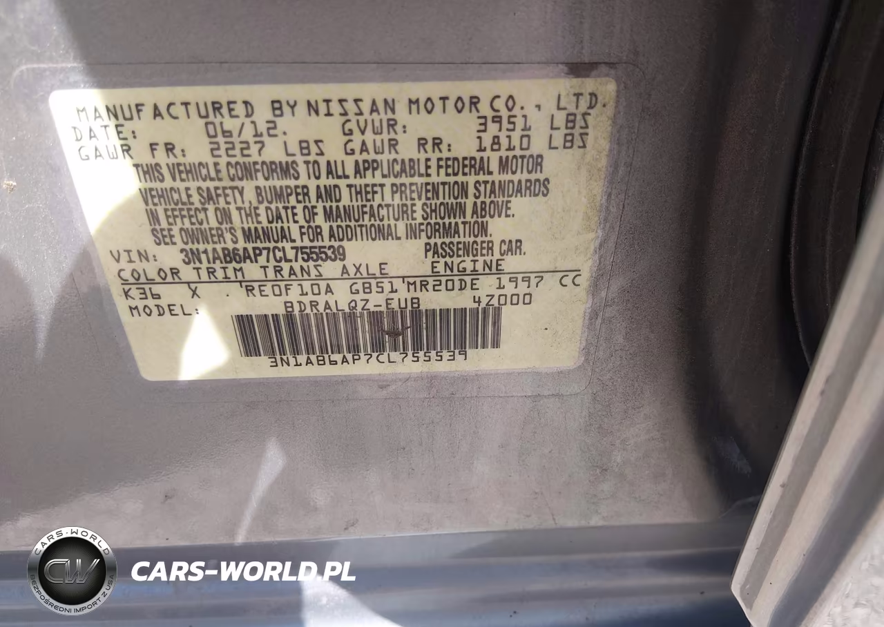 2012 Nissan Sentra 2.0 VIN:3N1AB6AP7CL755539 - 9