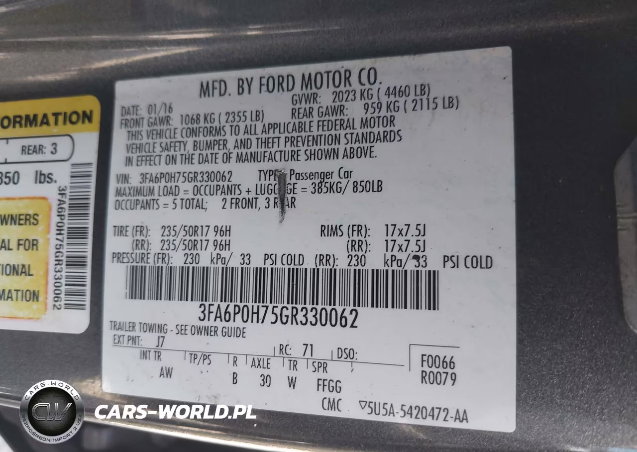 2016 Ford Fusion Se VIN:3FA6P0H75GR330062 - 9