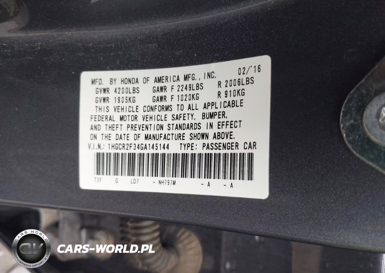 2016 Honda Accord Lx VIN:1HGCR2F34GA145144 - 9