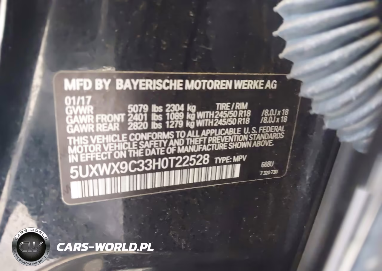2017 BMW X3 xDrive28I VIN:5UXWX9C33H0T22528 - 9