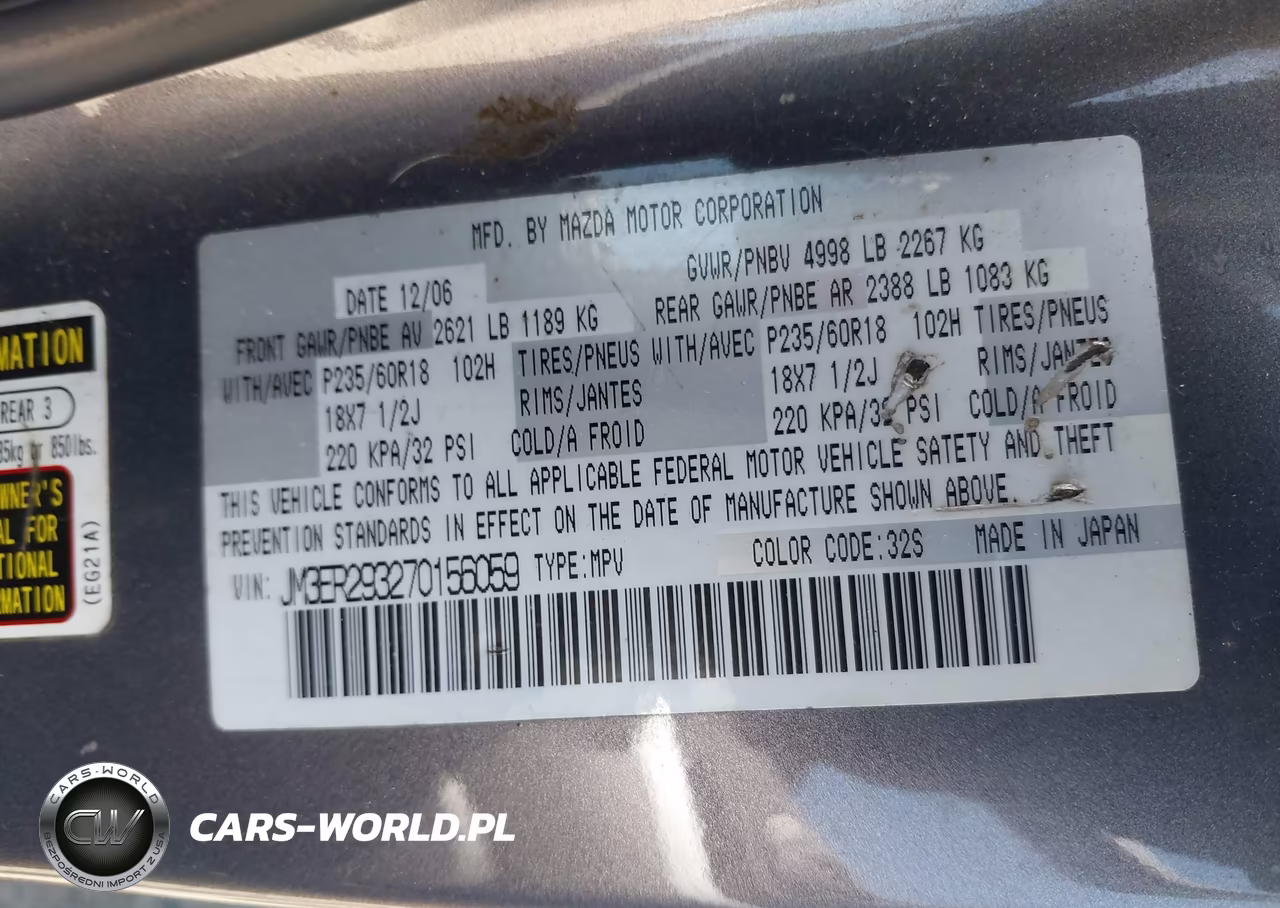 2007 Mazda Cx-7 Sport VIN:JM3ER293270156059 - 9