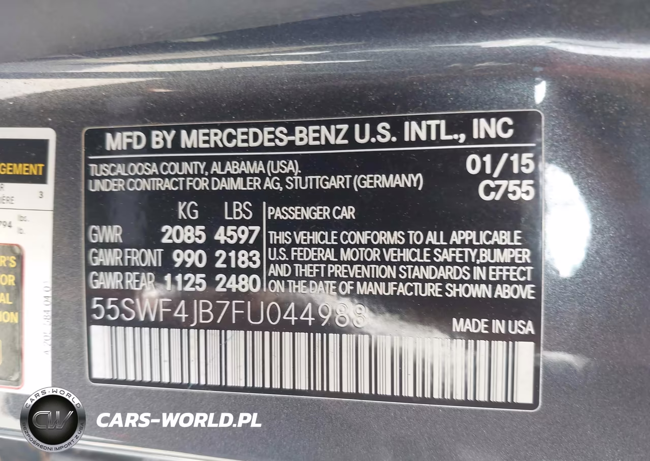 2015 Mercedes-Benz C 300 Sport VIN:55SWF4JB7FU044988 - 9