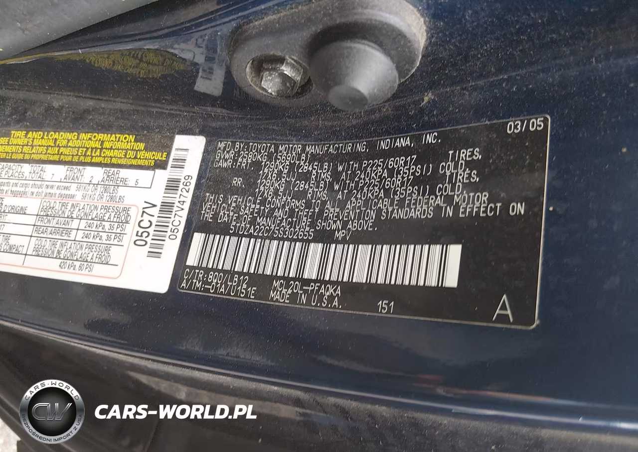 2005 Toyota Sienna Xle VIN:5TDZA22C75S302655 - 9