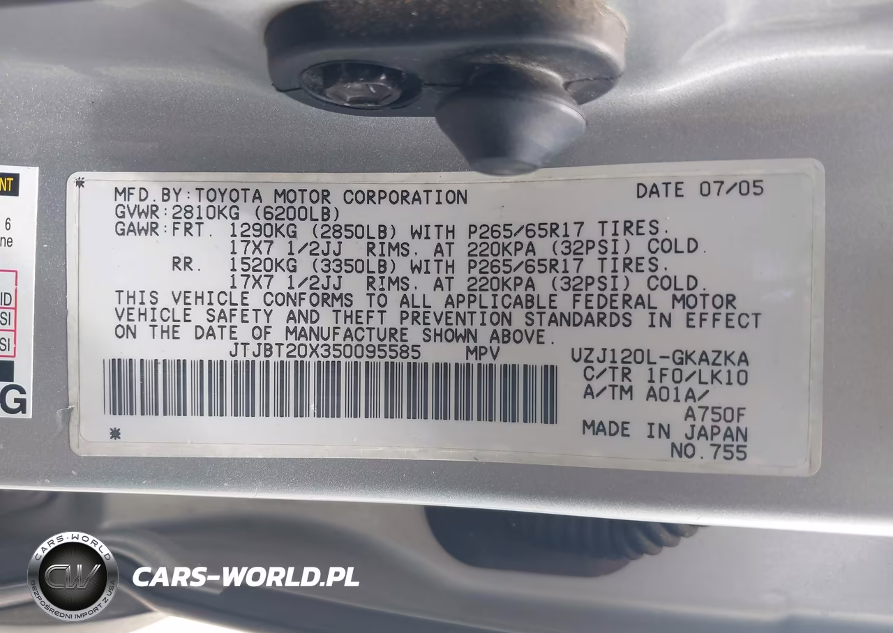 2005 Lexus Gx 470 VIN:JTJBT20X350095585 - 9