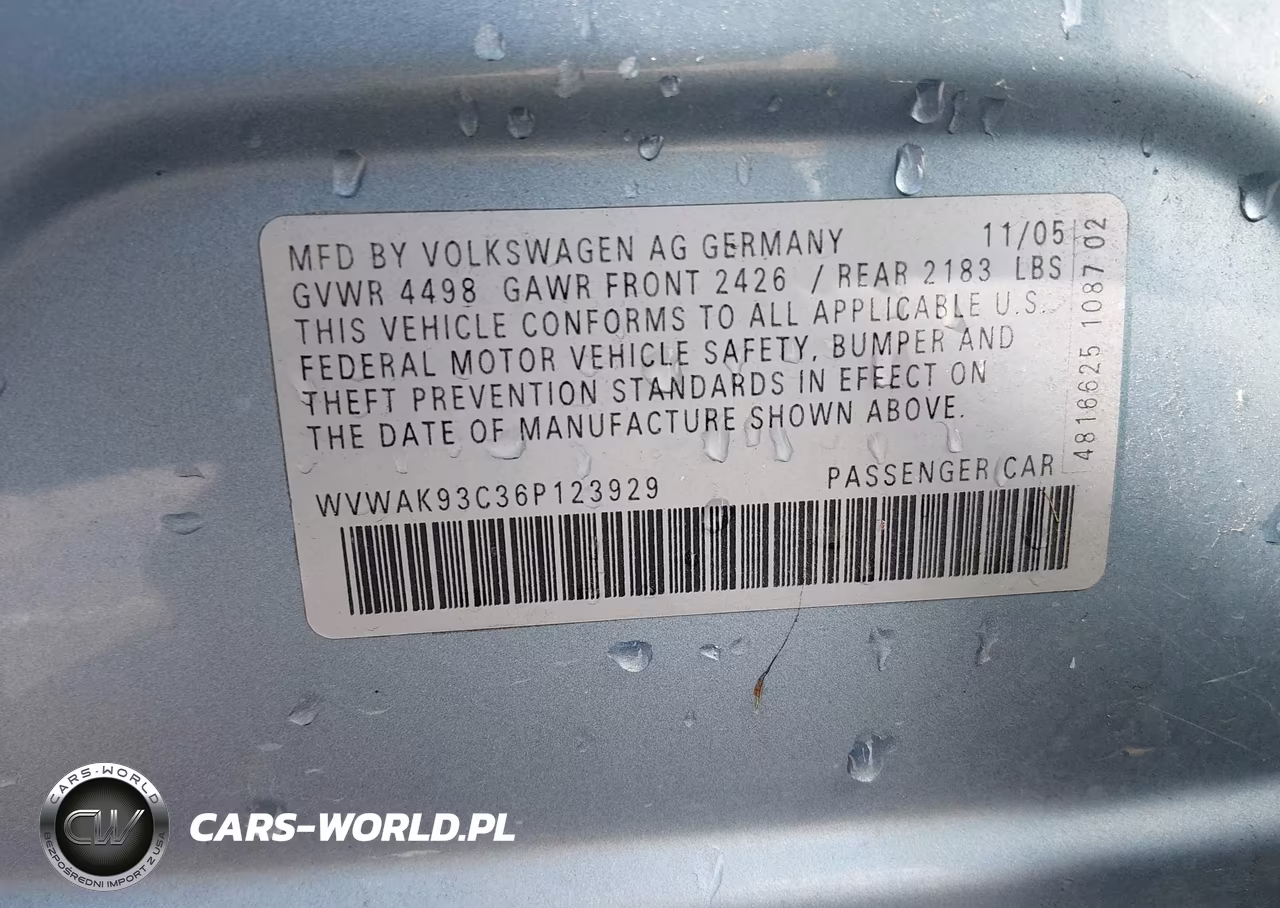 2006 Volkswagen Passat 2.0T-Value Edition VIN:WVWAK93C36P123929 - 9