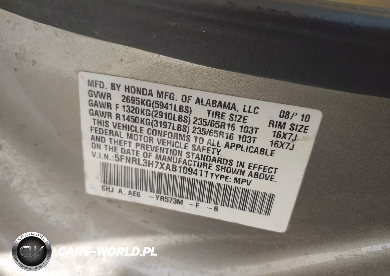 2010 Honda Odyssey Ex-L VIN:5FNRL3H7XAB109411 - 9