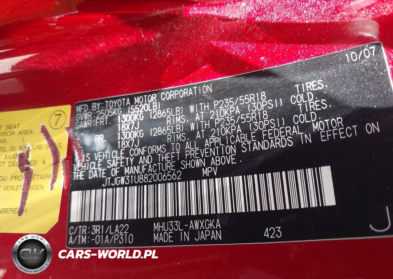 2008 Lexus Rx 400H VIN:JTJGW31U882006562 - 9