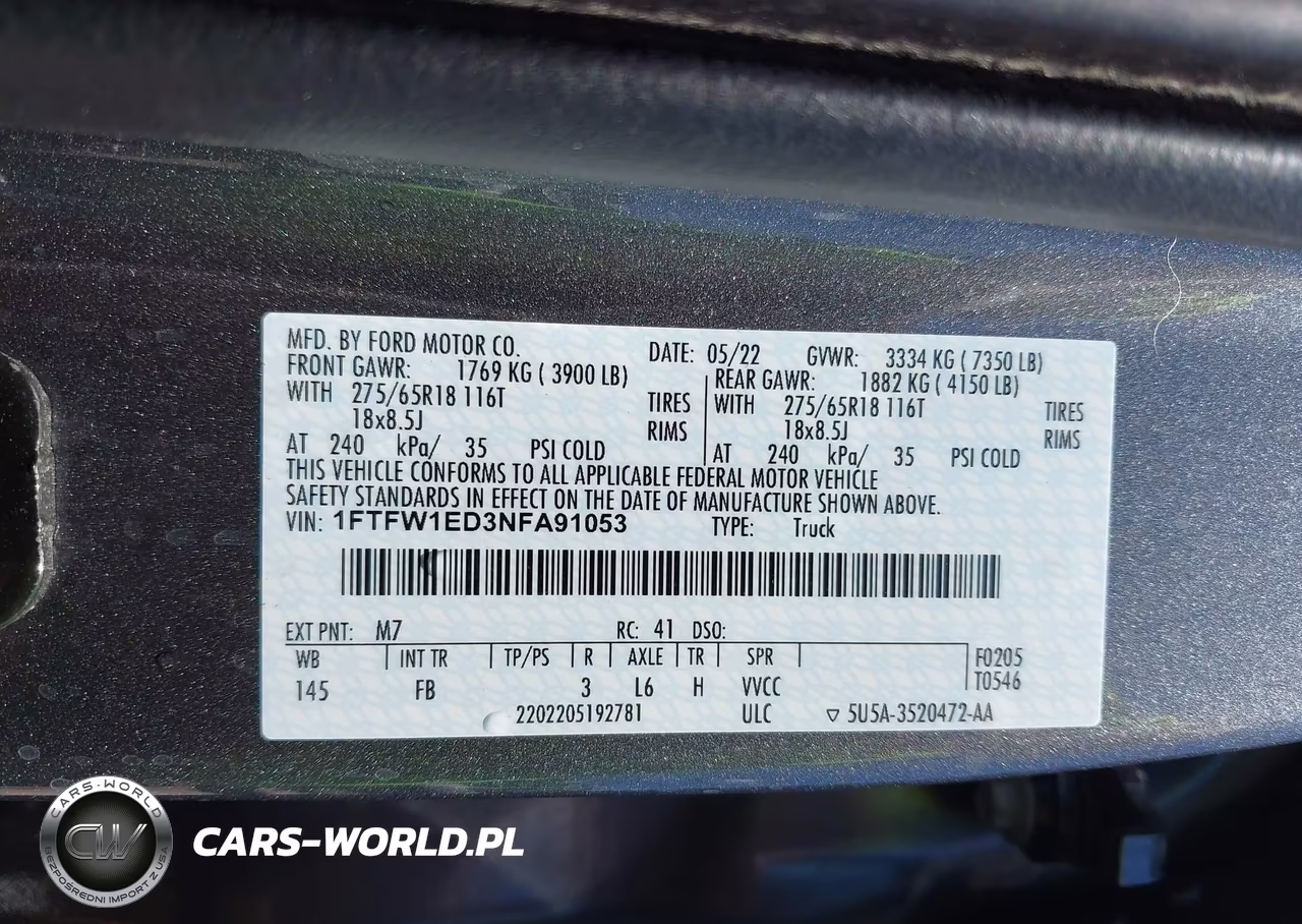 2022 Ford F-150 Xlt VIN:1FTFW1ED3NFA91053 - 9