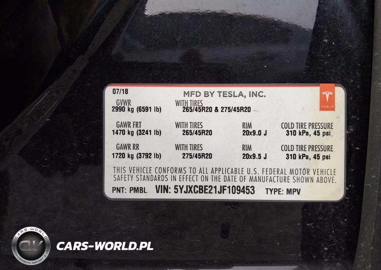 2018 Tesla Model X 100D-75D-P100D VIN:5YJXCBE21JF109453 - 9
