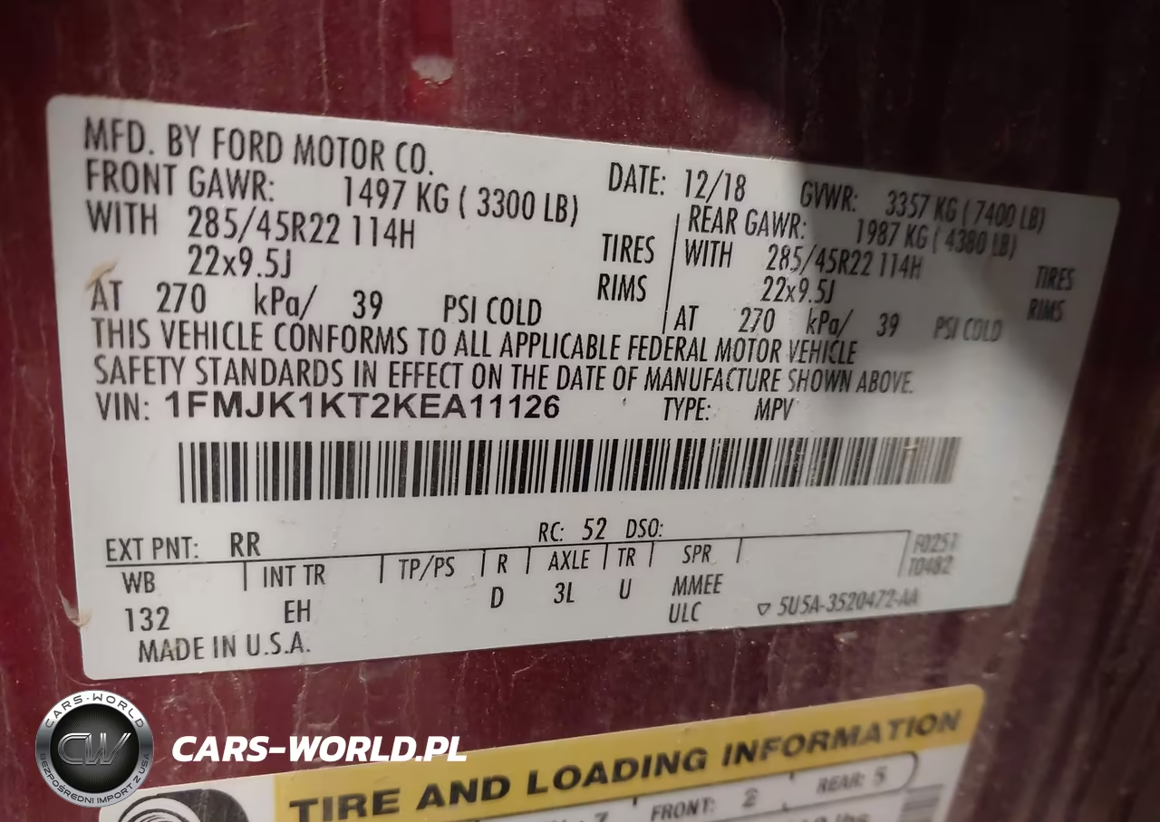 2019 Ford Expedition Max Limited VIN:1FMJK1KT2KEA11126 - 9