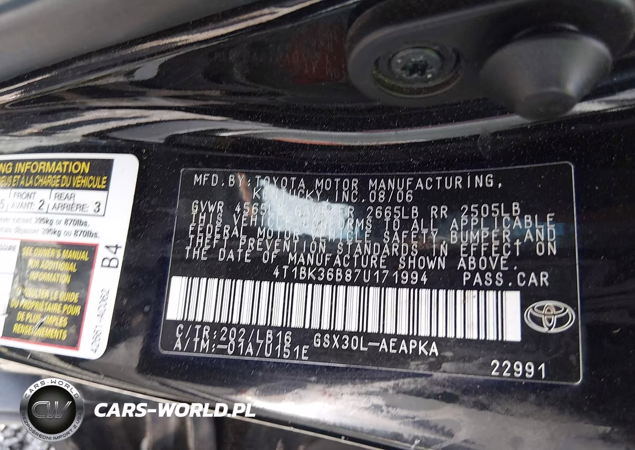 2007 Toyota Avalon Limited VIN:4T1BK36B87U171994 - 9