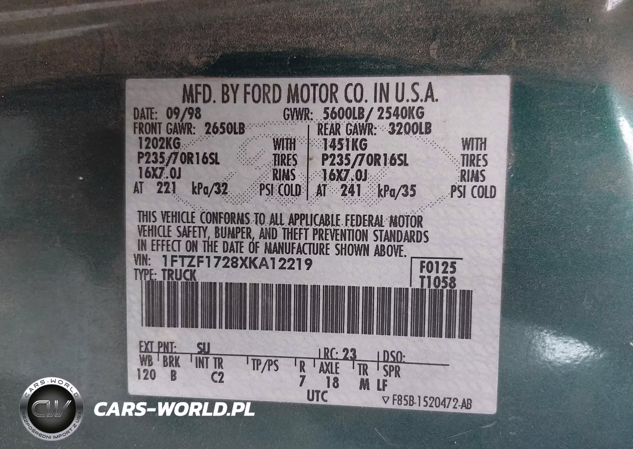 1999 Ford F-150 Work Series-Xl-Xlt VIN:1FTZF1728XKA12219 - 9