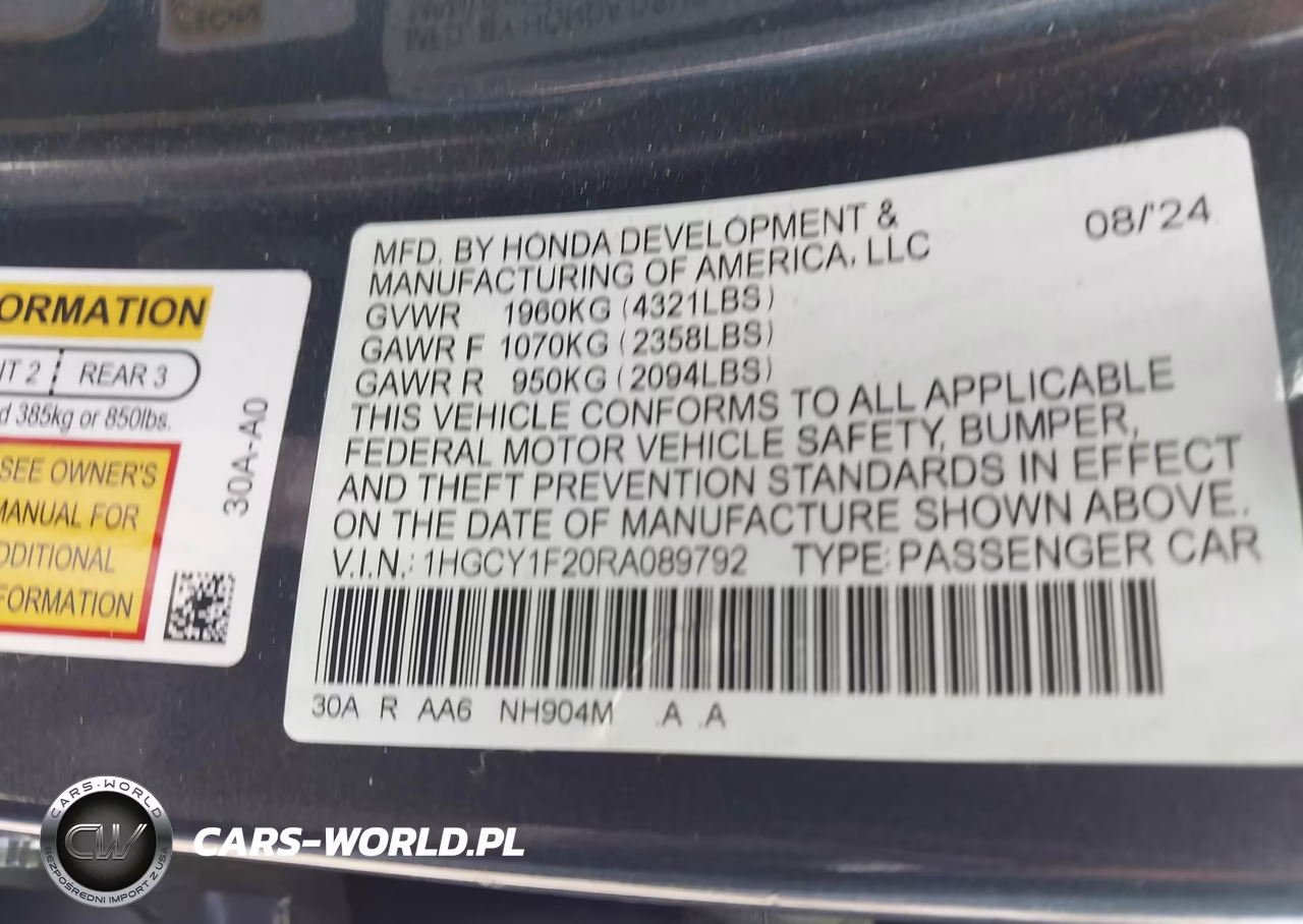 2024 Honda Accord Lx VIN:1HGCY1F20RA089792 - 9